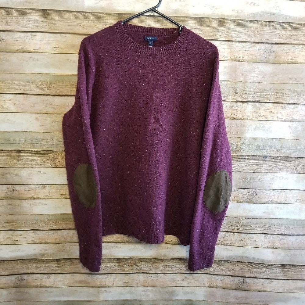 J Crew Lambswool Sweater Elbow Patches XL Slim